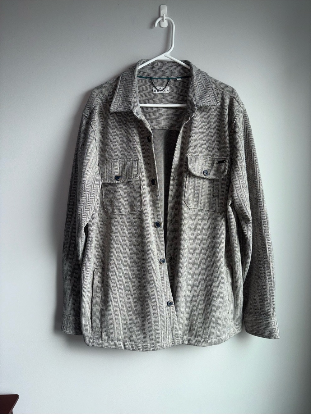 Ike Behar Light Gray Shirt Jacket with Flap Pockets